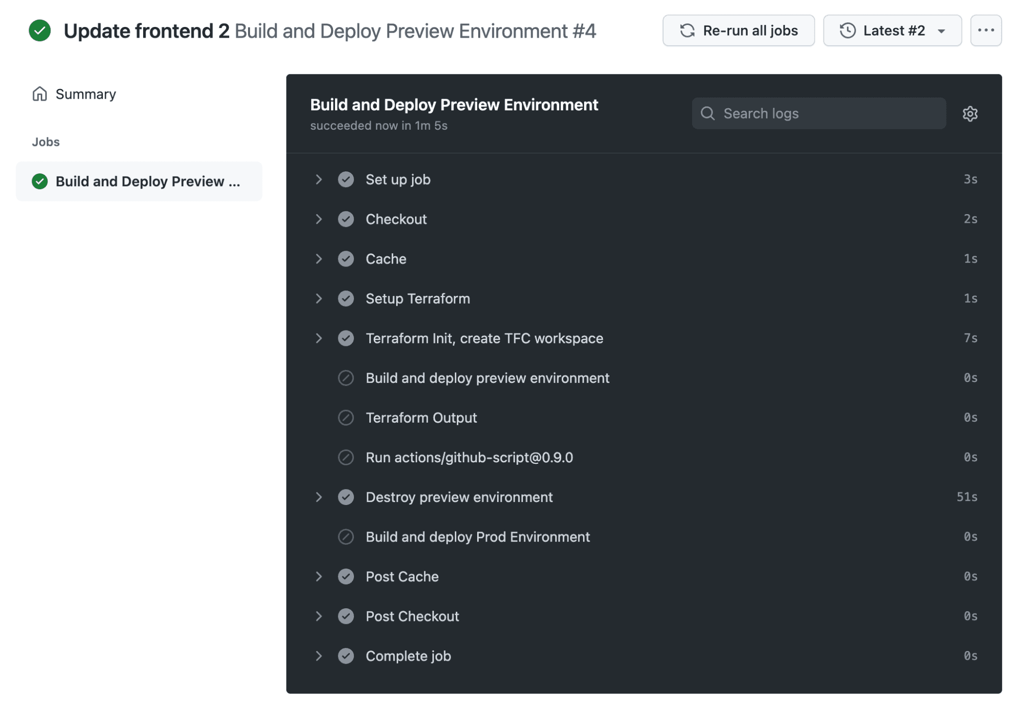 Detailed GitHub Action steps for closed pull request